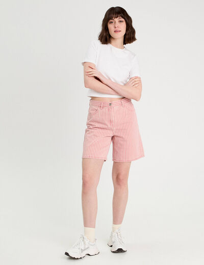 Bermuda large rose clair femme