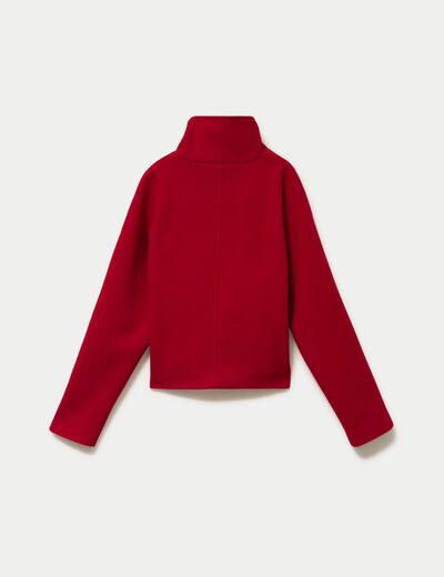 Veste chin&eacute;e col montant manches longues rouge femme