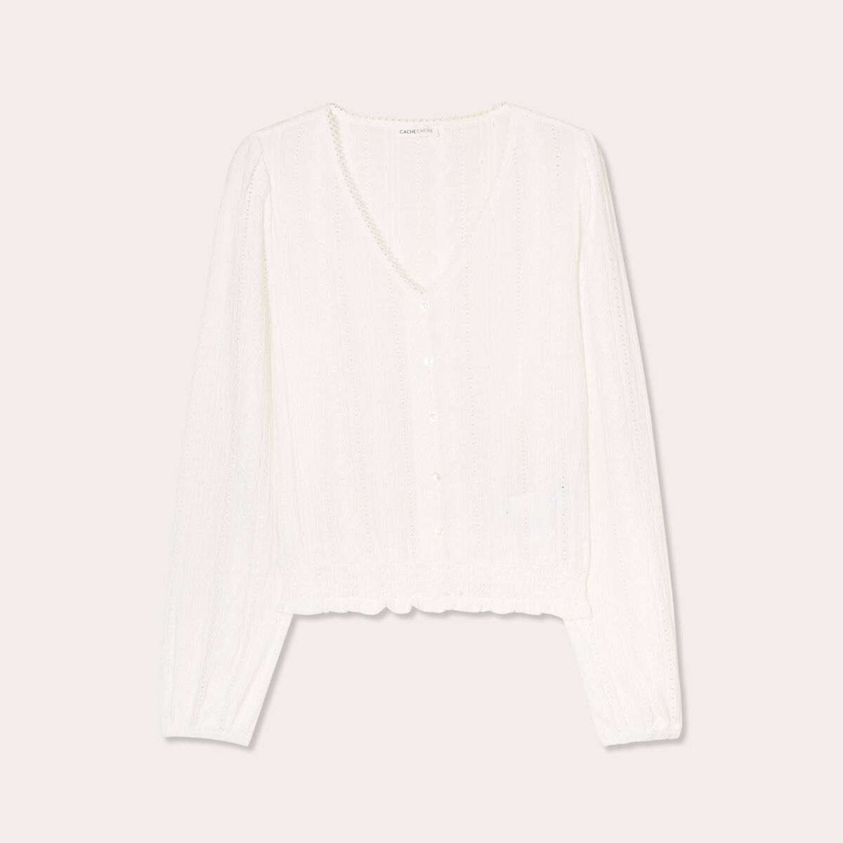 Blouse taille smockée ecru femme