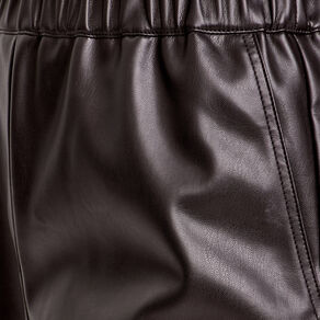 Pantalon cargo simili cuir noir femme