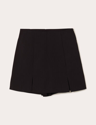 Jupe-short droite fentes noir femme
