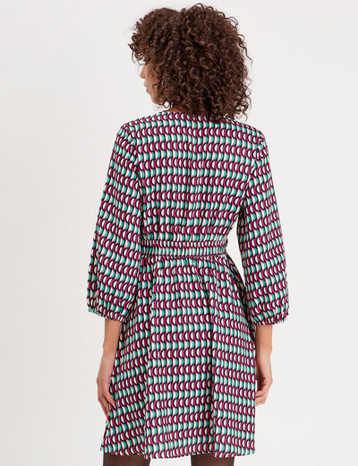 Robe évasée manches 3/4 noir femme