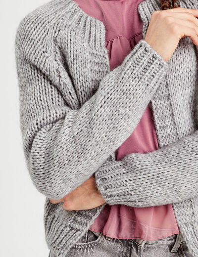 Gilet manches longues gris clair femme