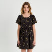 Robe évasée effet boule jaune femme
