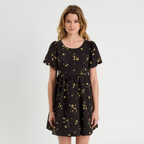 robe evasee effet boule jaune femme Robe évasée effet boule jaune femme