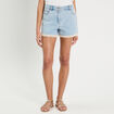 Short en jean détails dentelle denim bleach femme