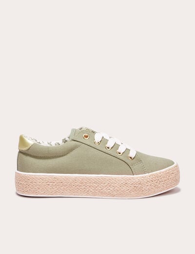 Baskets espadrilles plates vert kaki femme