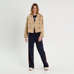 Trench court boutonn&eacute; sable femme