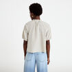 Blouse droite col v manches courtes gris femme