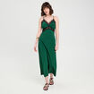 Robe longue ajustée dentelle vert foncé femme