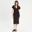 Robe midi portefeuille noir femme