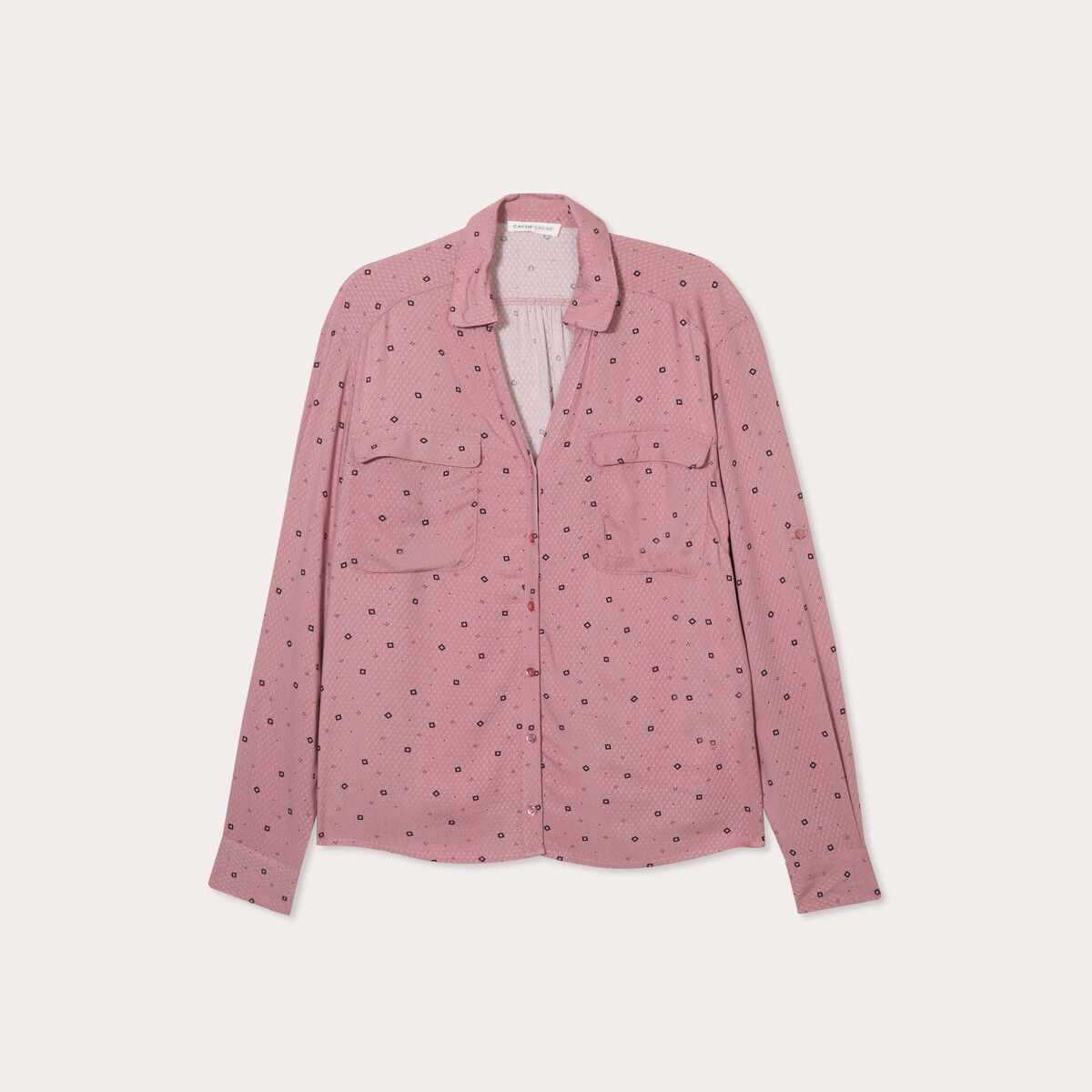 Chemise manches longues rose femme