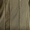 Blouse broderie col V manches longues vert kaki femme