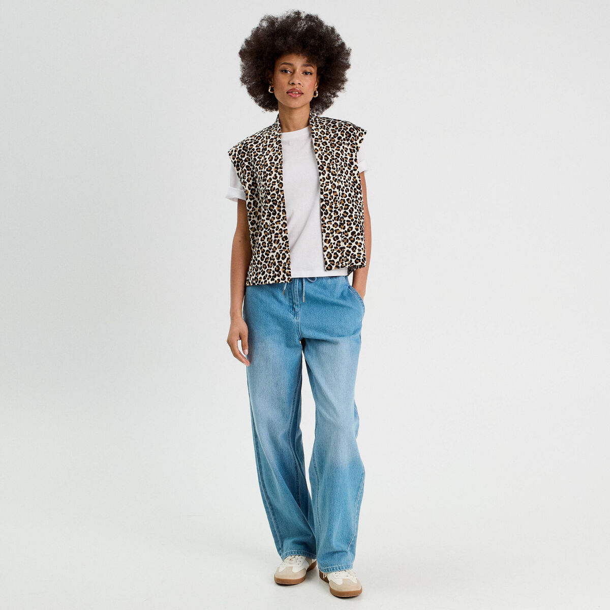 Jeans large taille élastiquée denim double stone femme