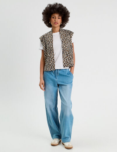 Jeans large taille élastiquée denim double stone femme