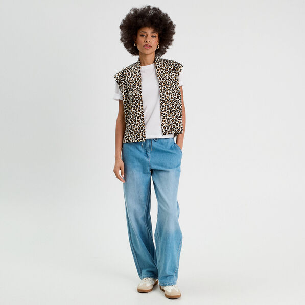 jeans large taille elastiquee denim double stone femme Jeans large taille élastiquée denim double stone femme