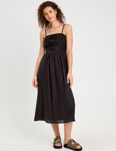 Robe longue patineuse bustier noir femme