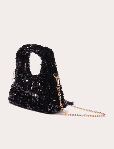 Sac pochette avec sequins noir femme