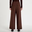 Pantalon large &agrave; pinces marron femme
