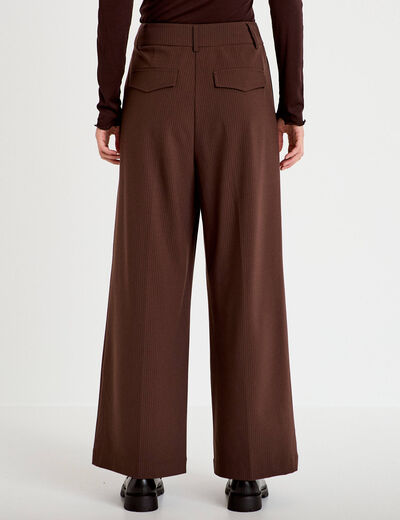 Pantalon large &agrave; pinces marron femme