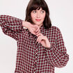 Blouse col montant manches longues bordeaux femme