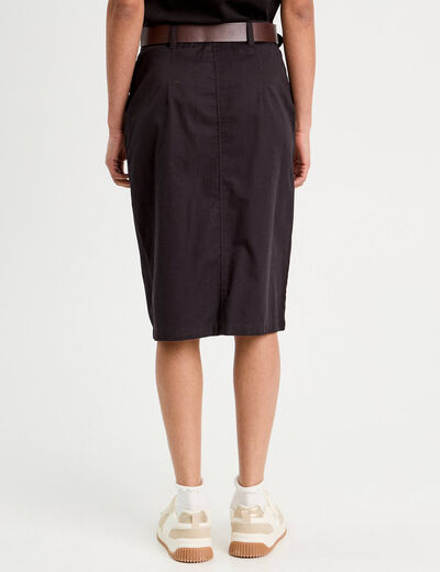 Jupe droite ceinturée noir femme