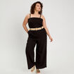 Combinaison pantalon bretelles avec lin noir femme