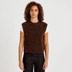 D&eacute;bardeur col rond avec sequin bordeaux femme