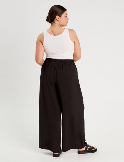 Pantalon large fluide noir femme