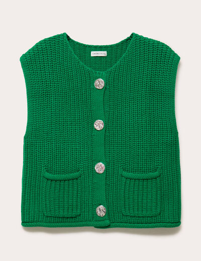 Gilet sans manches vert fonc&eacute; femme