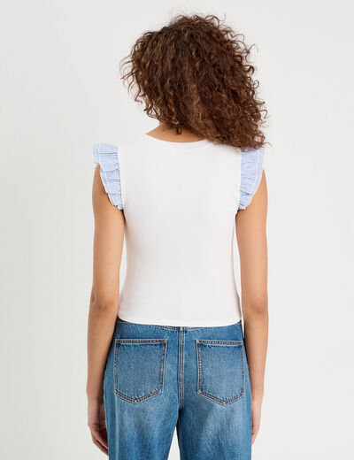 Débardeur volants épaules blanc femme