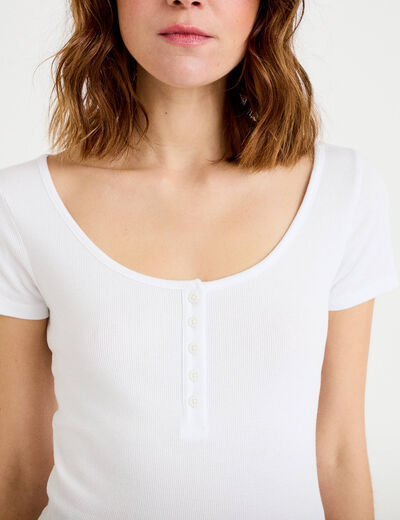 T-shirt c&ocirc;tel&eacute; blanc femme