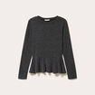 Pull ajust&eacute; court manches longues gris fonc&eacute; femme