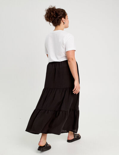 Jupe évasée longue noir femme