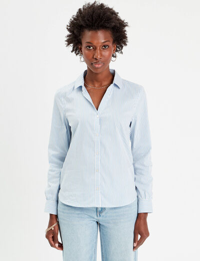 Chemise manches longues bleu ciel femme