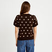 Pull cintr&eacute; col rond manches courtes marron fonc&eacute; femme