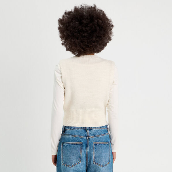 pull sans manches ecru femme Pull sans manches ecru femme