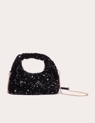 Sac pochette avec sequins noir femme