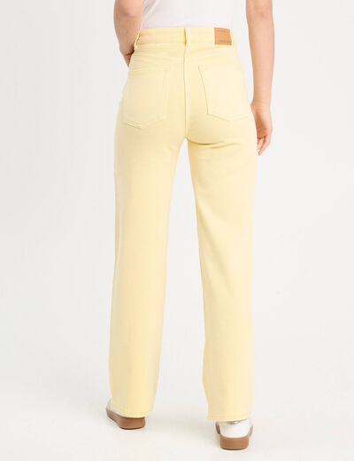 Jeans large taille haute jaune clair femme
