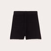 Short tricot droit ajouré noir femme
