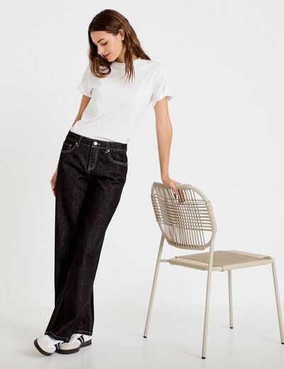 Jean wide leg taille basse denim noir femme