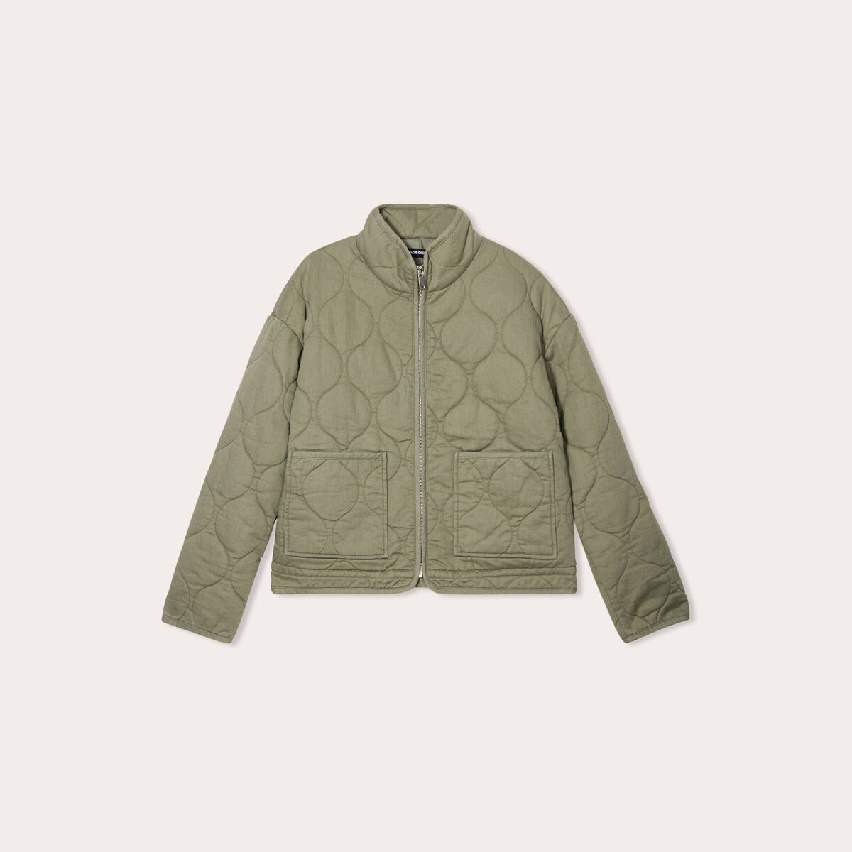 Veste matelassée zippée vert kaki femme