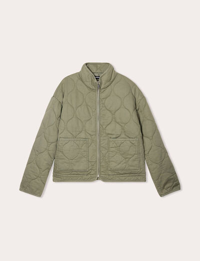 Veste matelassée zippée vert kaki femme