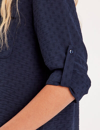 Chemise manches longues bleu marine femme