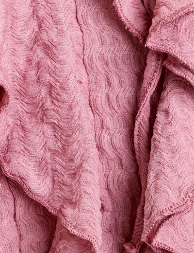 Blouse manches longues aspect dentelle vieux rose femme