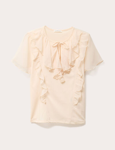 Blouse volants ecru femme