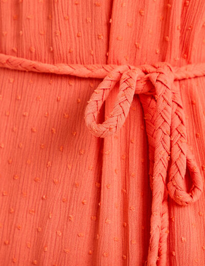 Robe longue &eacute;vas&eacute;e sans manches rouge corail femme