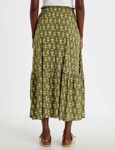 Jupe longue &eacute;vas&eacute;e vert femme