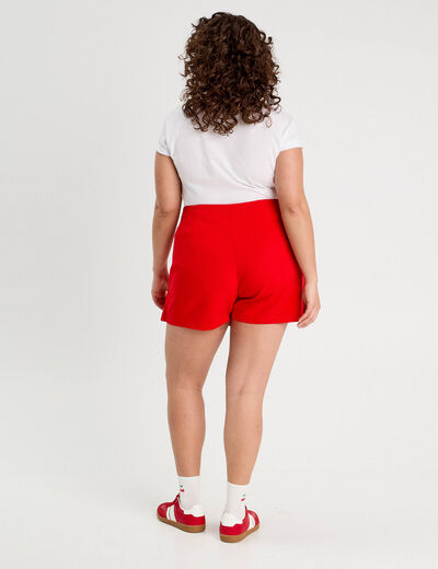 Jupe-short droite fentes rouge femme
