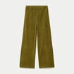 Pantalon bootcut taille standard velours vert kaki femme
